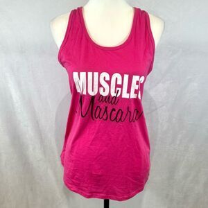 Muscles and Mascara pink racerback tank top size large
